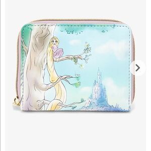 Loungefly Disney Tangled Illustration Rapunzel Tree Mini Zip Wallet NWT